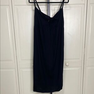 Old Navy Women’s Tie Front Size XL Navy Blue Sleeveless Linen Blend Shift Dress